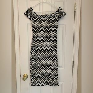 Black and white very stretchy dress.